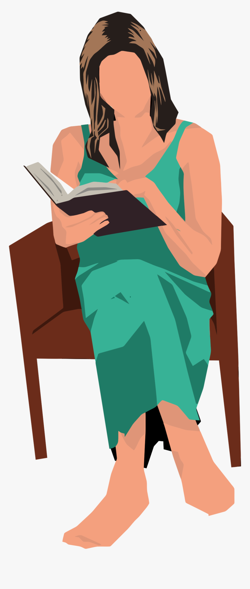 Png Black And White Download Woman Reading Big Image - Someone Sitting In A Chair Clipart, Transparent Png