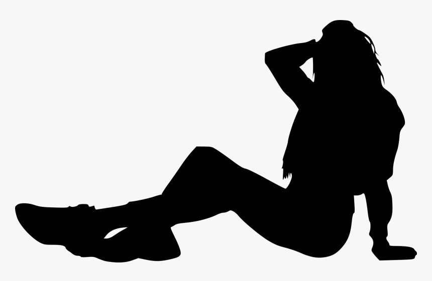 Girl Sitting Silhouette Png, Transparent Png