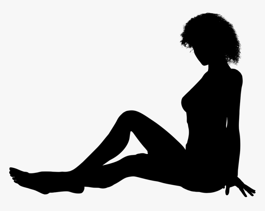 Sitting Woman - Female Silhouette Sitting, HD Png Download