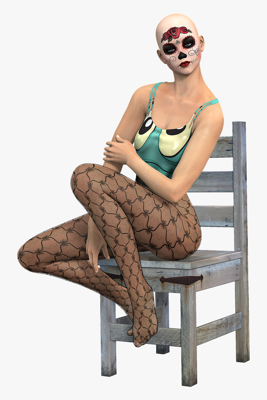 Woman Sitting On Chair , Png Download - Fishnet Stockings Sit, Transparent Png