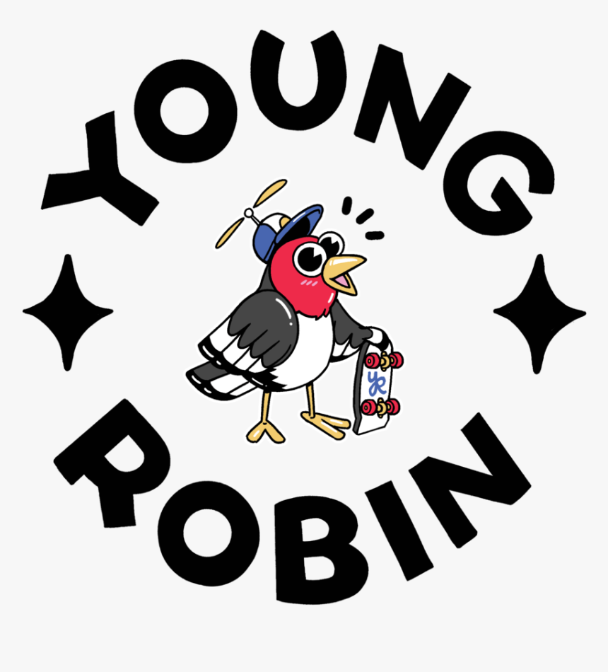 Young Robin Final Black Text - Cartoon, HD Png Download