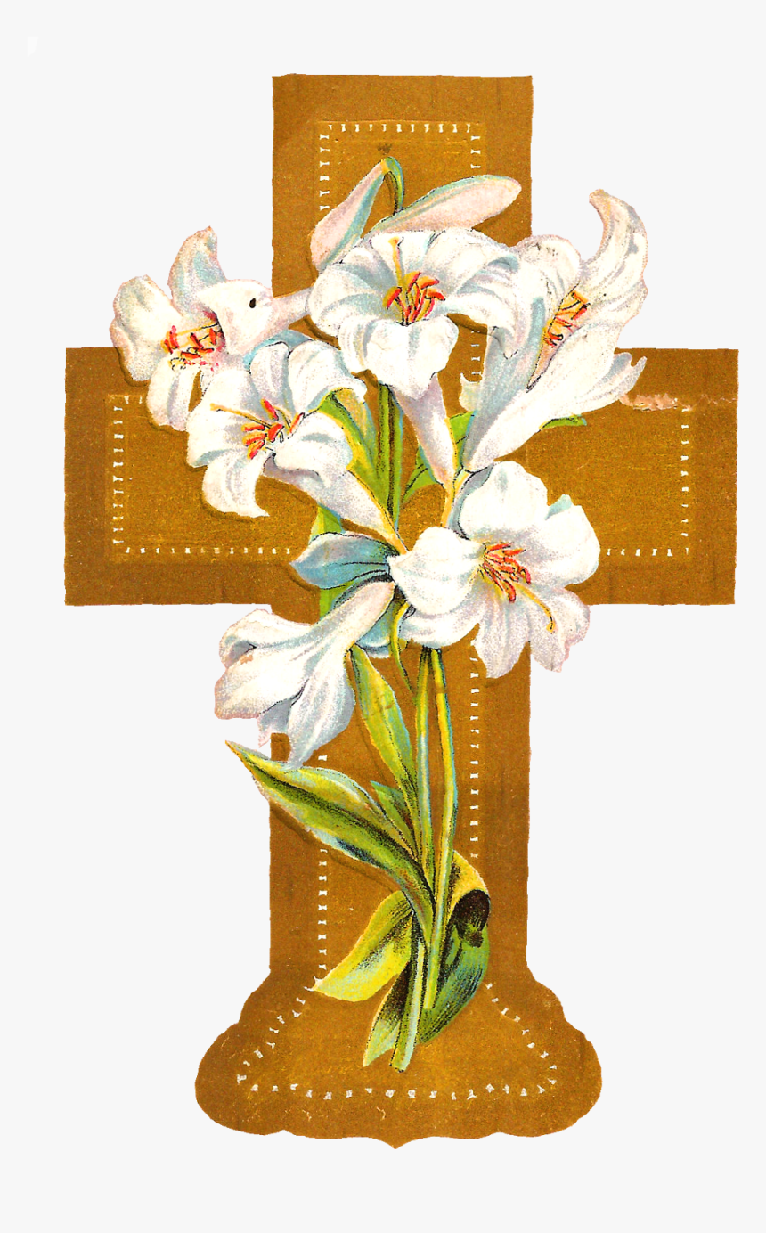 Flowers Clip Art Library - Cross With Flowers Clip Art, HD Png Download