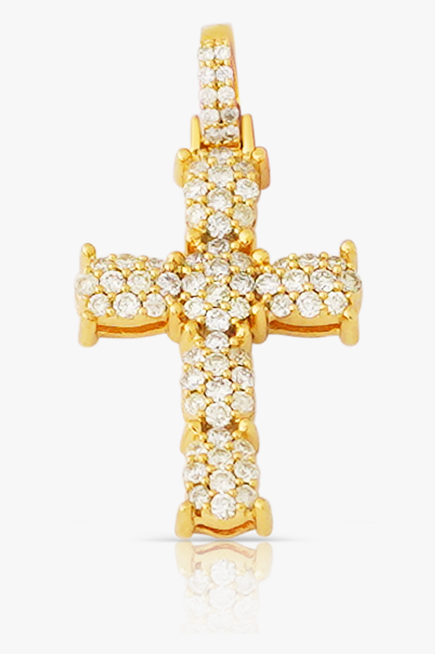 10k Yellow Gold Small Cross Pendant - Karma Oorbellen Kruisje, HD Png Download