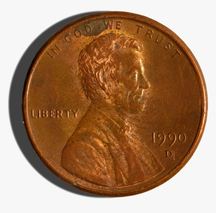 1990-issue Us Penny Obverse Trans - Penny Us, HD Png Download