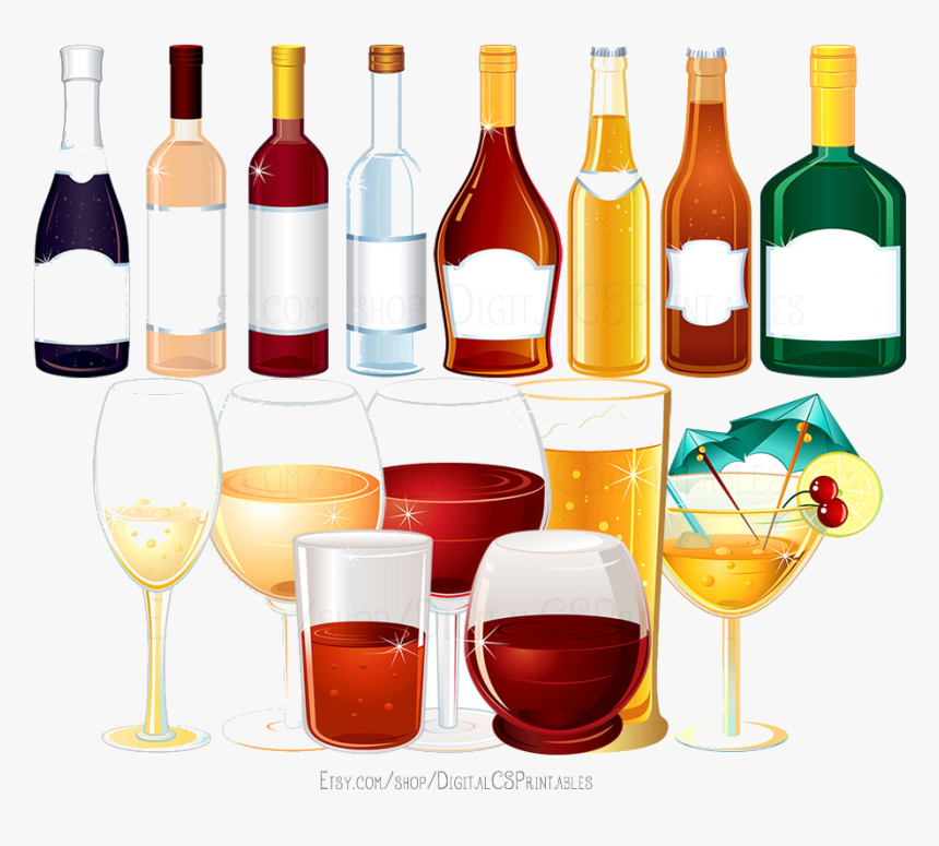 Alcohol Free Alcoholic Drinks Cliparts Clip Art Transparent - Alcohol Clipart, HD Png Download