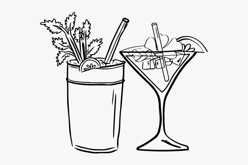 Drinking Clipart Infused - Drinks Black And White, HD Png Download