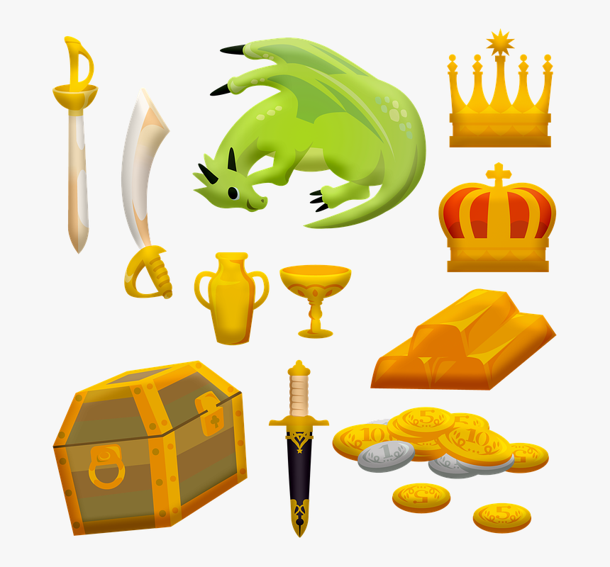 Treasure, Kings, Crown, Sword, Dragon Slayer, Scotland - イラスト ドラゴン 退治 無料, HD Png Download