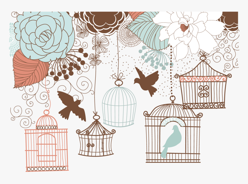 And Birdcage Wedding Illustration Retro Invitation - Bird Cage Clipart Wedding, HD Png Download