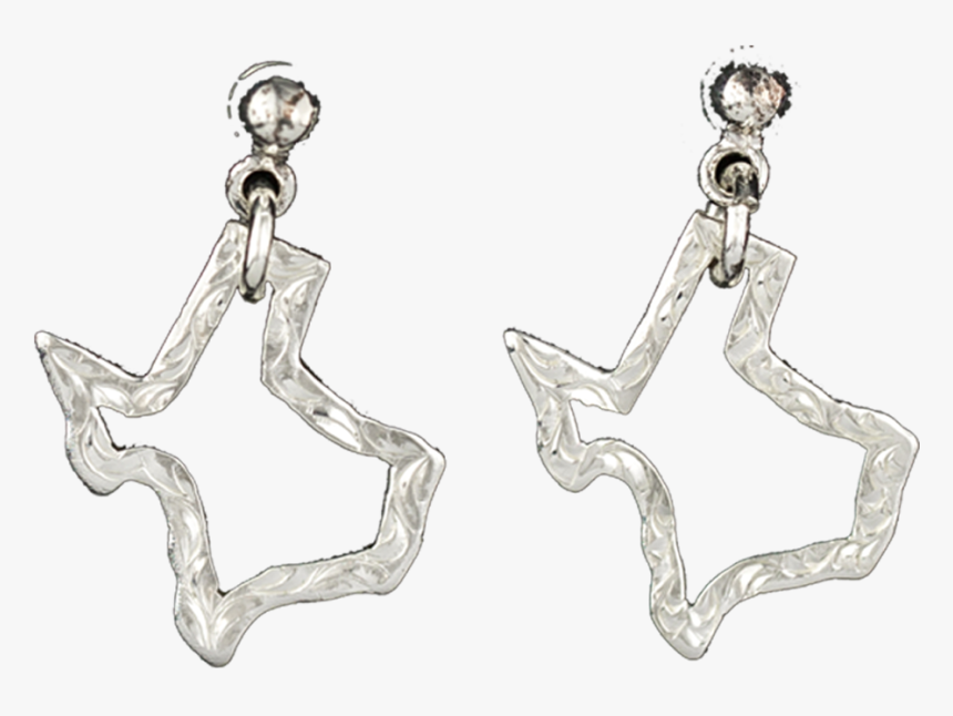 Engraved Sterling Silver Texas Outline Post Earrings - Earrings, HD Png Download