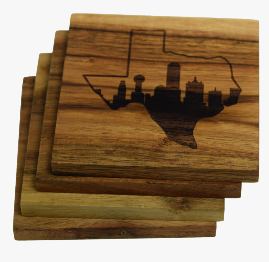 Dallas Skyline With Texas State Outline Coaster - Plywood, HD Png Download