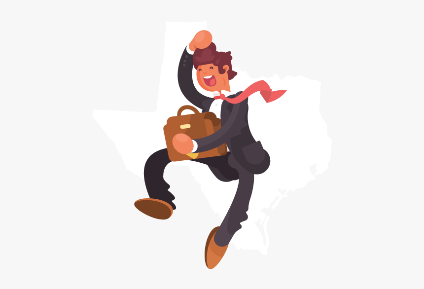 A Businessman In Front Of An Outline Of Texas - Cartoon, HD Png Download