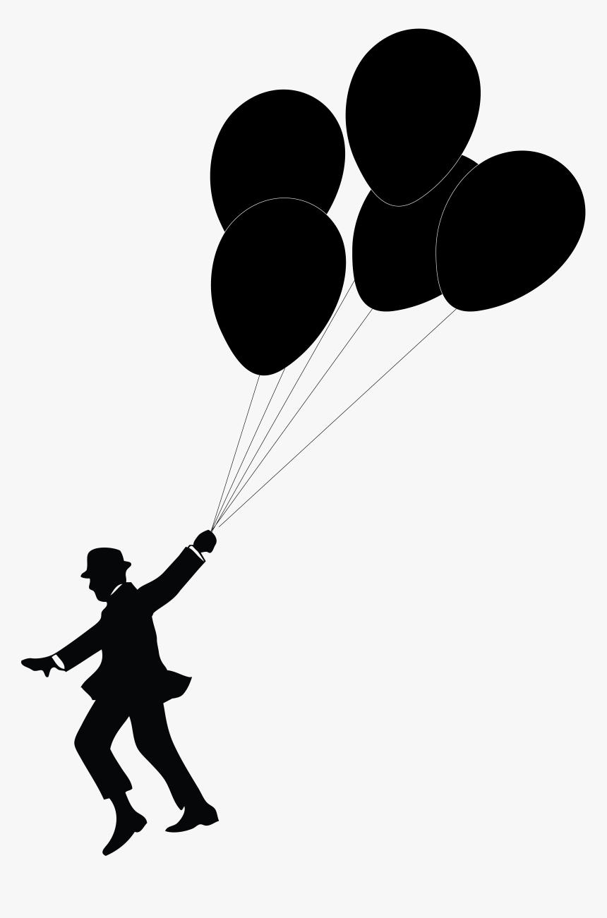 Dog Balloon Png Library Download - Person Holding Balloon Silhouette, Transparent Png