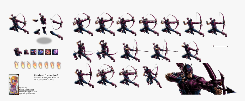 Click For Full Sized Image Hawkeye - Hawkeye Sprites, HD Png Download
