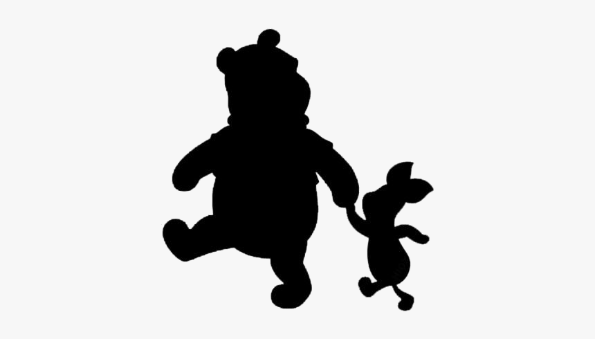 Black Pooh Piglet Holding Hands Png Transparent Background - Piglet And Pooh Silhouette, Png Download