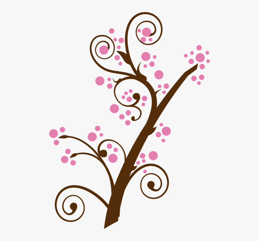 Floral, Twig, Branch, Tree, Pink, Cherry Blossom, HD Png Download