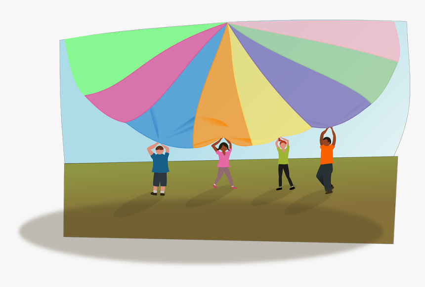 Parachute, Children, Child, Games, Fun, Activity - Parachute Enfants, HD Png Download