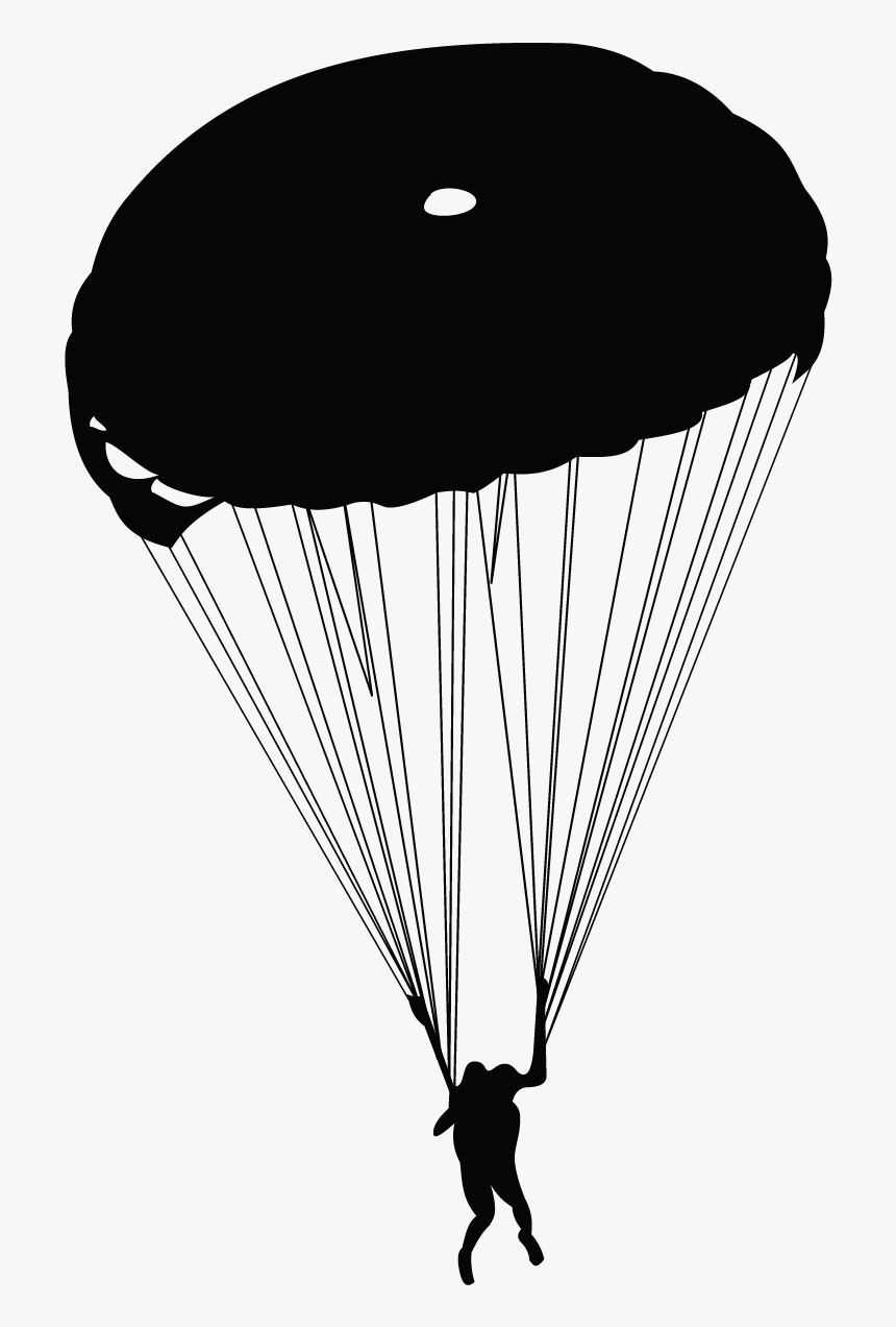 Parachute Silhouette Parachuting - Black In White Parachute, HD Png Download