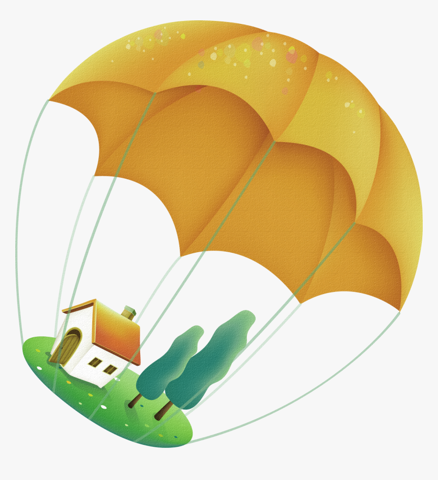 Yellow Cartoon Parachute House Decoration Pattern - Casitas Infantiles Png, Transparent Png
