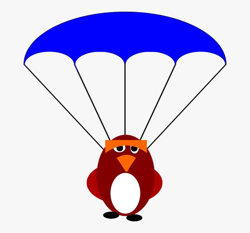 Parachute, Penguin, Ice, Winter, Blue, North - Fallskärm Png, Transparent Png