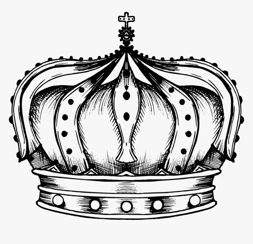 Line Art,visual Arts,monochrome Photography - Black And White King Crown Clipart, HD Png Download