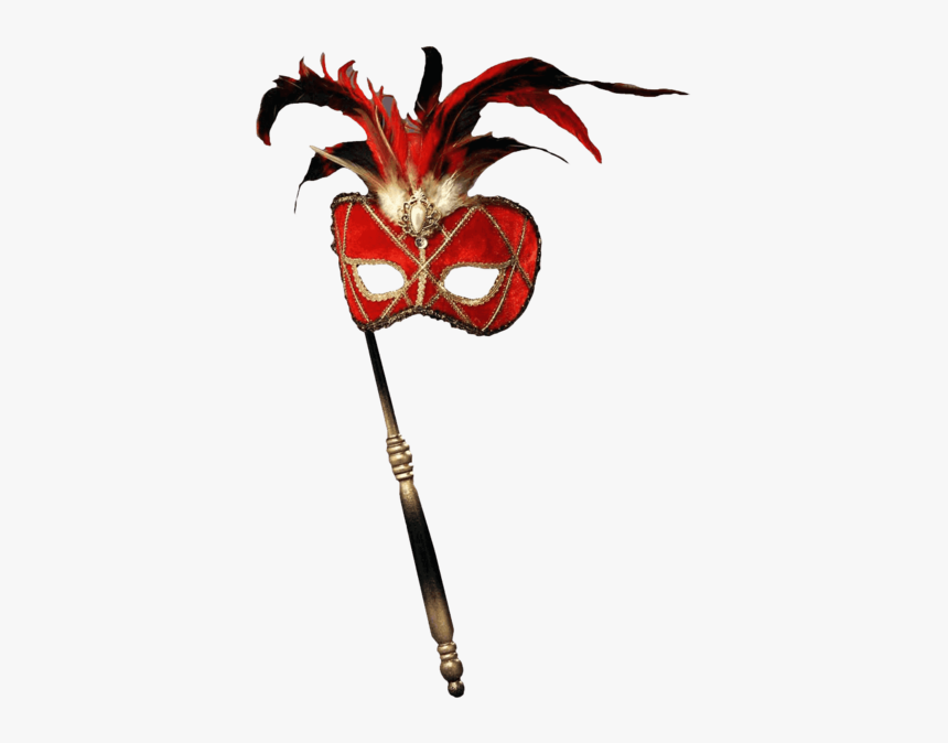 Forum Novelties Women S Feather Masquerade Mask With - Venetian Masks With Stick, HD Png Download