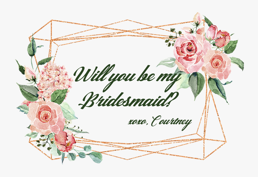 Copper Geometric Watercolor Roses - Png Geometric Flower Frame, Transparent Png