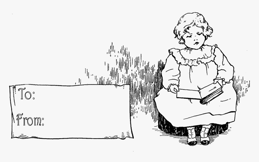 Digital Gift Tag Girl - Sketch, HD Png Download