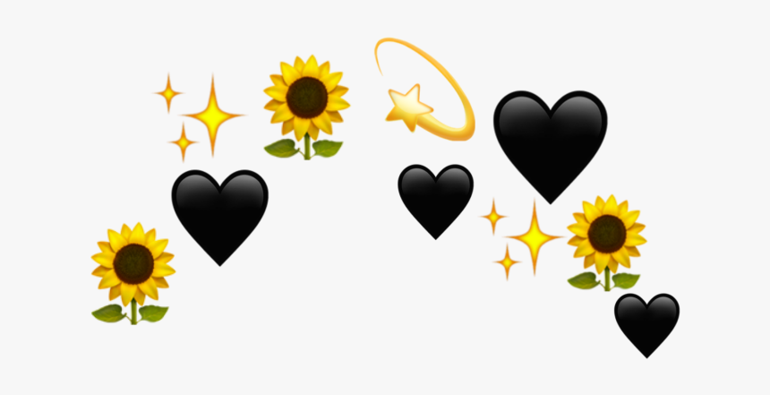#sunflower #crown #emoji #yellow #heart #black - Transparent Flower Crown Yellow, HD Png Download