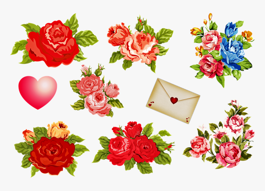Vintage Flowers Valentine S Day Letter Heart - Valentine's Day, HD Png Download