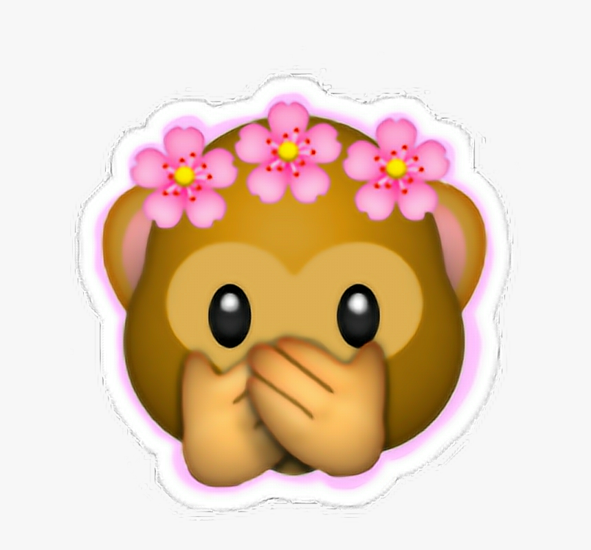 Sticker Money Emoji Crown Flowers Flowercrown Pink - Monkey Emoji, HD Png Download