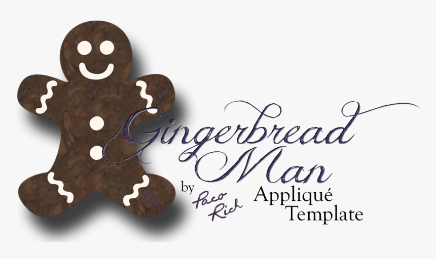 Gingerbread Man Applique Template Only - Gingerbread, HD Png Download