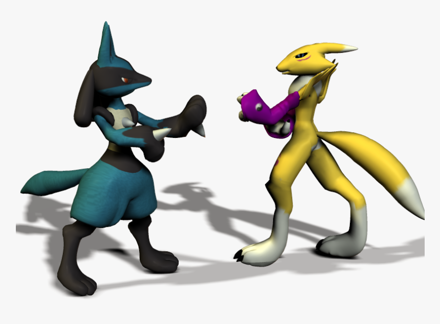 Lucario Vs Renamon - Cartoon, HD Png Download