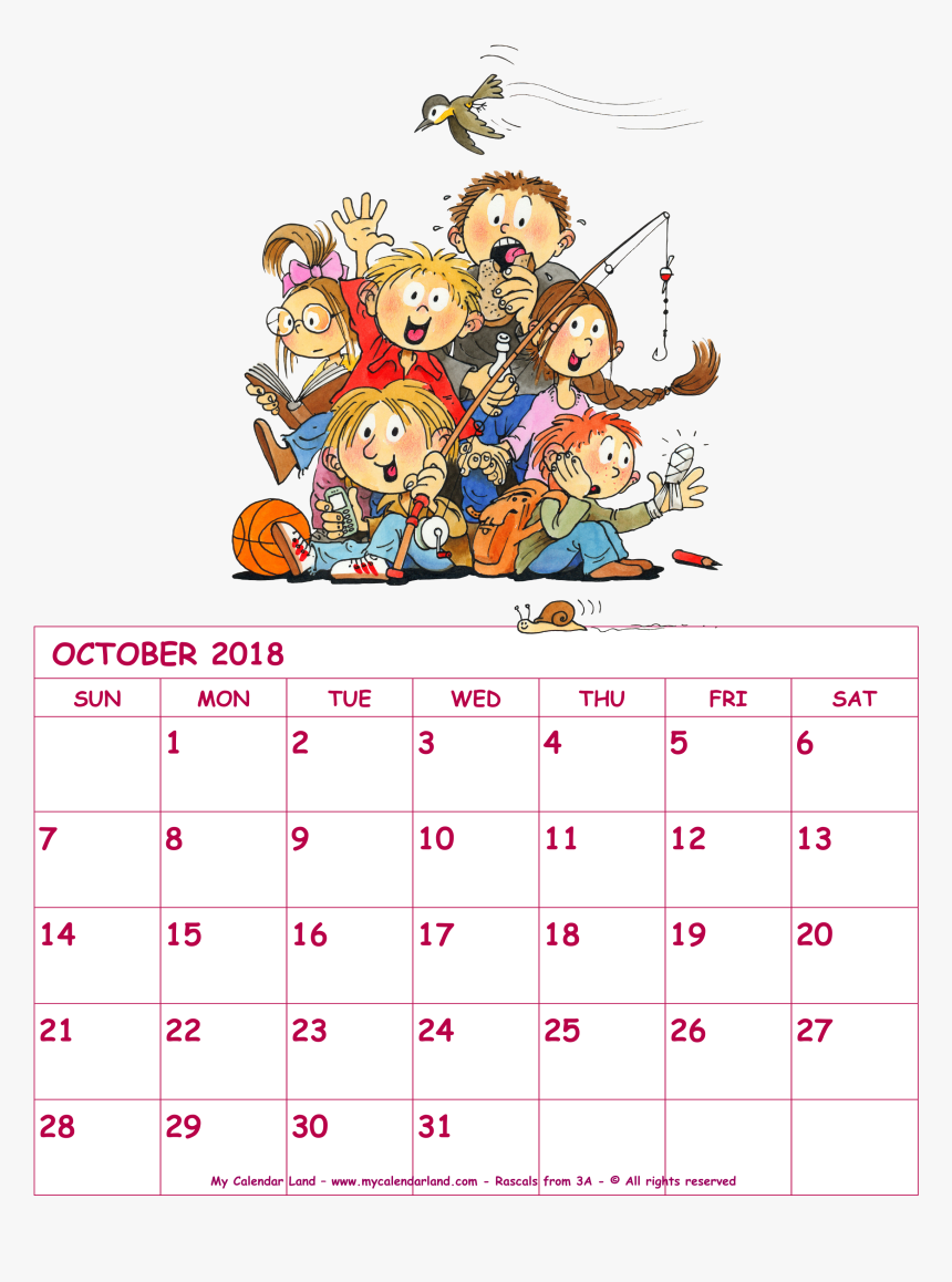 Blank Monthly Calendars For October - Spooky October Calendar 2018, HD Png Download