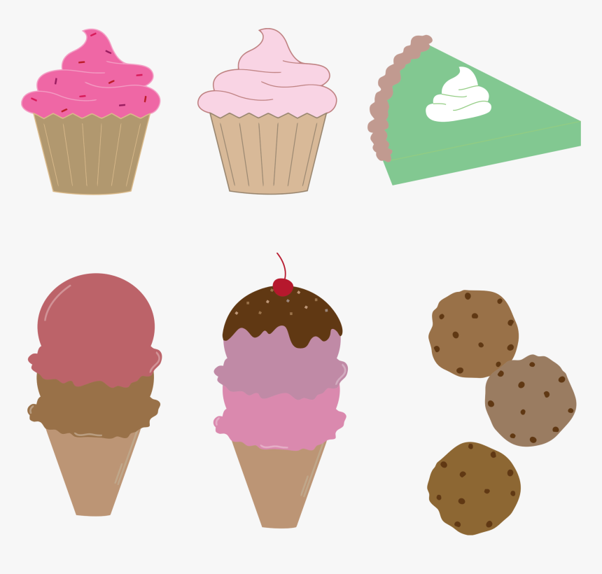 Dessert Montage Clip Arts - Ice Cream And Cookies Clip Art, HD Png Download