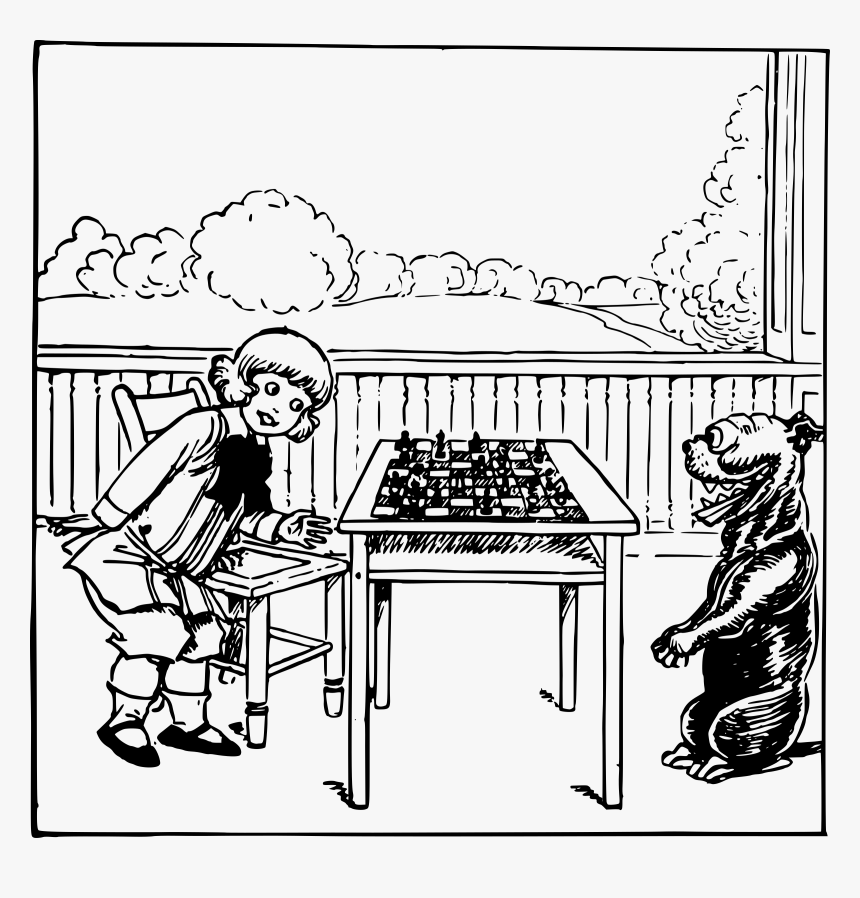Kid And Dog Play Chess Clip Arts - Boy Playing Dog Black And White Clipart, HD Png Download