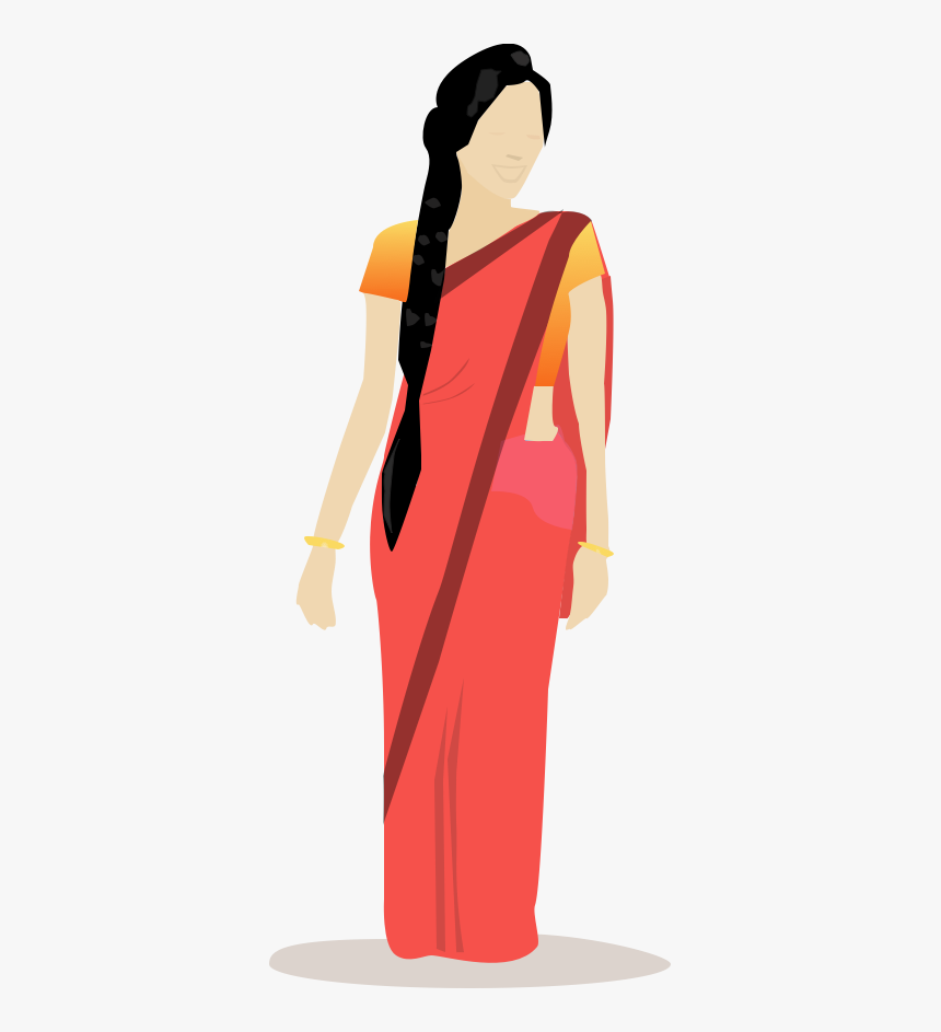 Transparent Indian Clothes Clipart - Woman In Saree Vector, HD Png Download