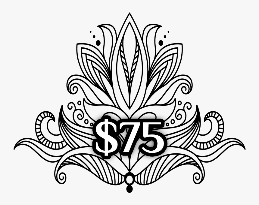 $75 Gift Certificate - Symmetrical Floral Design Drawing, HD Png Download