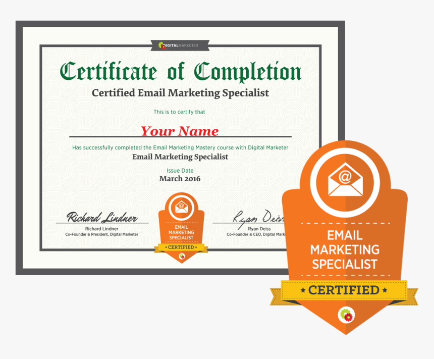 Email Marketing Specialist Certification & Badge - Certificate Marketing, HD Png Download