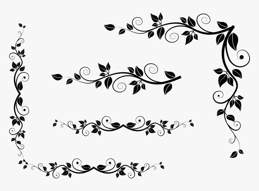 Deco Leaves Png Clipart Picture - Leaves Black And White Png, Transparent Png