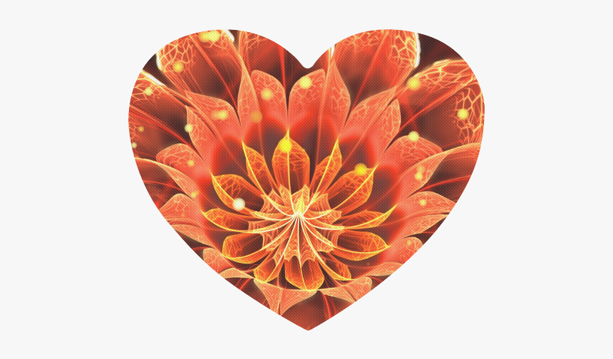 Fiery Heart Shaped Mousepad Red Dahlia Fractal Flower - Dahlia, HD Png Download