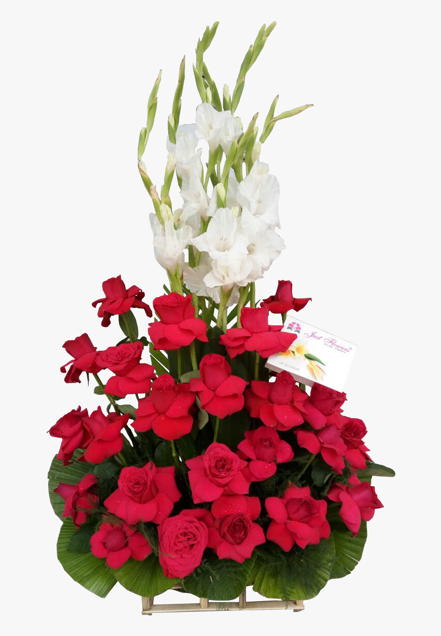 Bouquet Of Red Rose With White Gladiolus, HD Png Download