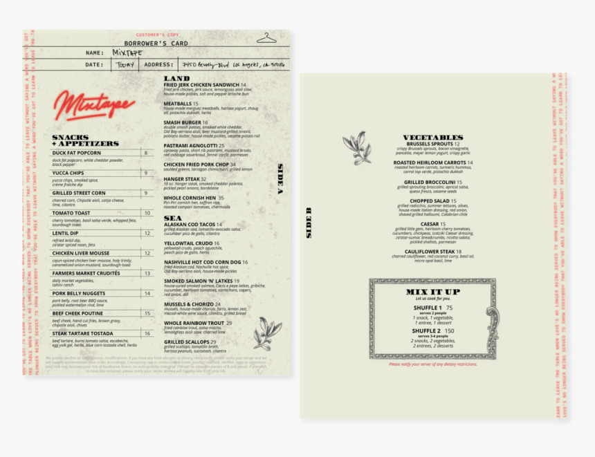 Mixtape Menu Website-01 - Calligraphy, HD Png Download