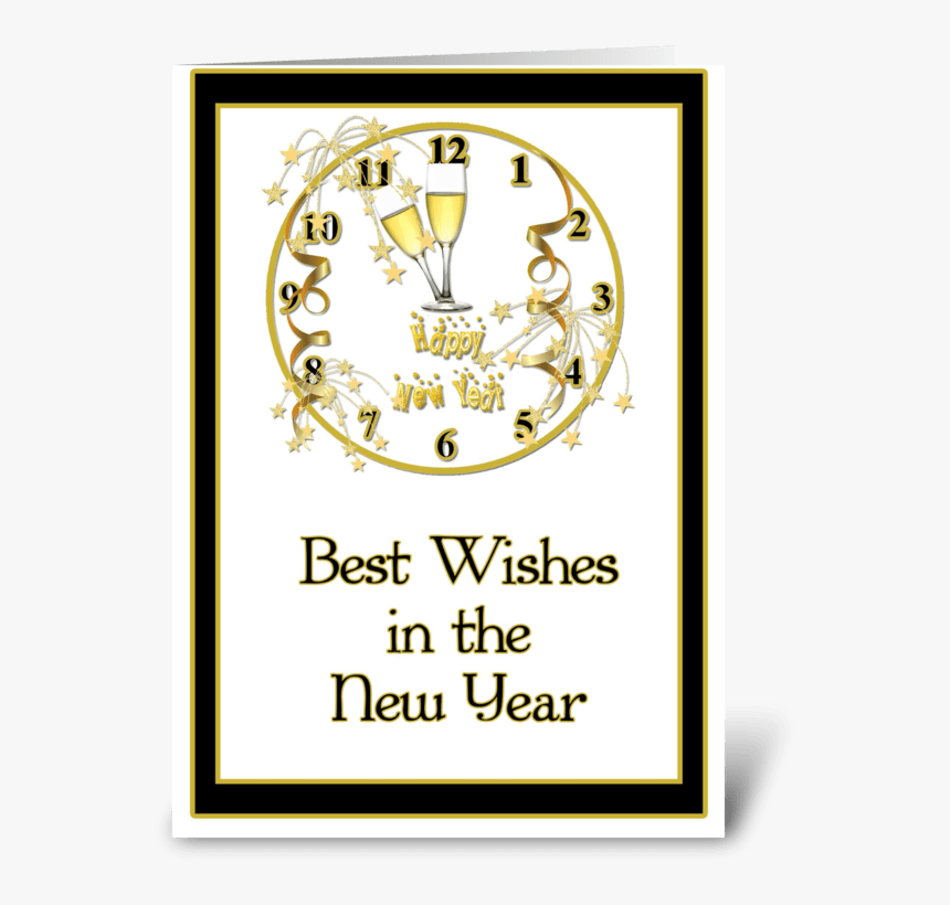 New Year, Gold Clock, Best Wishes Greeting Card - Crest, HD Png Download