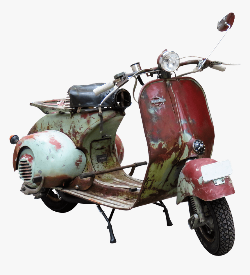 Motorized-scooter - Transparent Background Old Scooter Png, Png Download