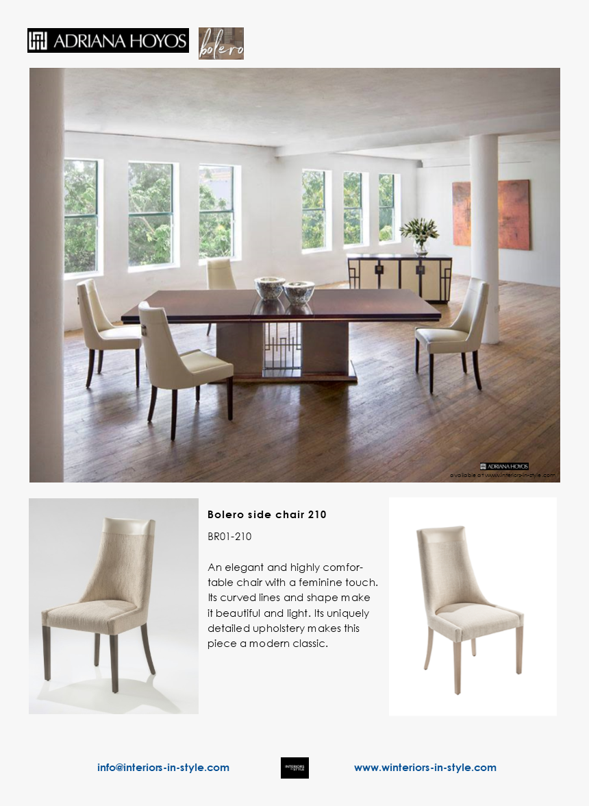 Bolero Side Chair 210 An Elegant And Highly Comfortable - Bolero Adriana Hoyos, HD Png Download