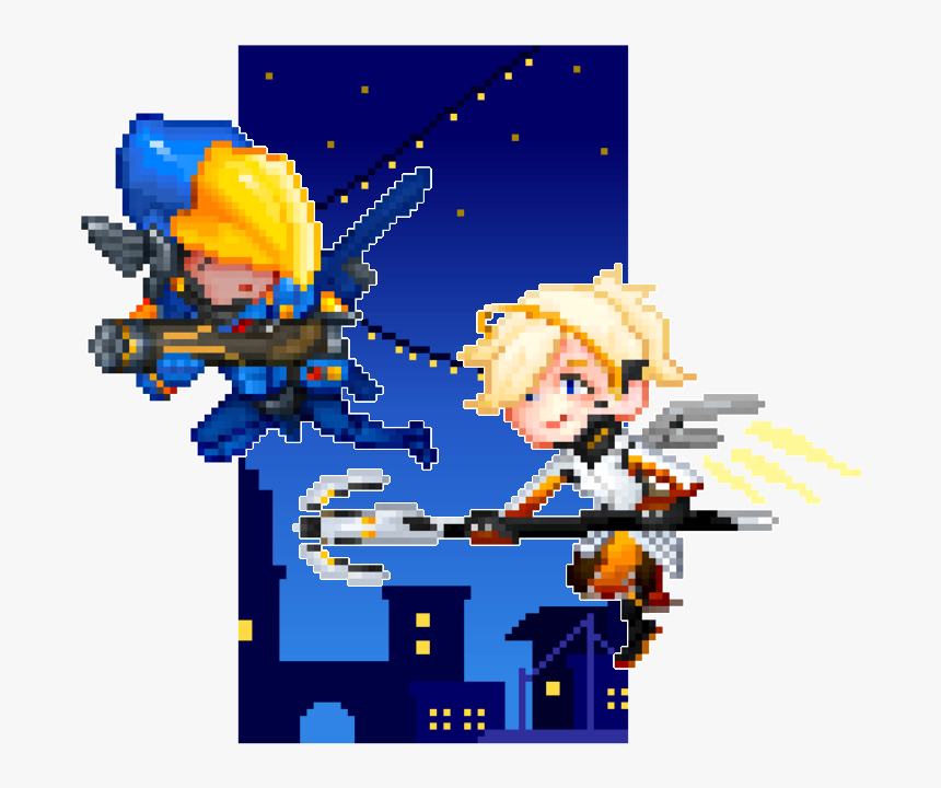 Pharmercy Overwatch Mercy Pharah Pixel - Cartoon, HD Png Download