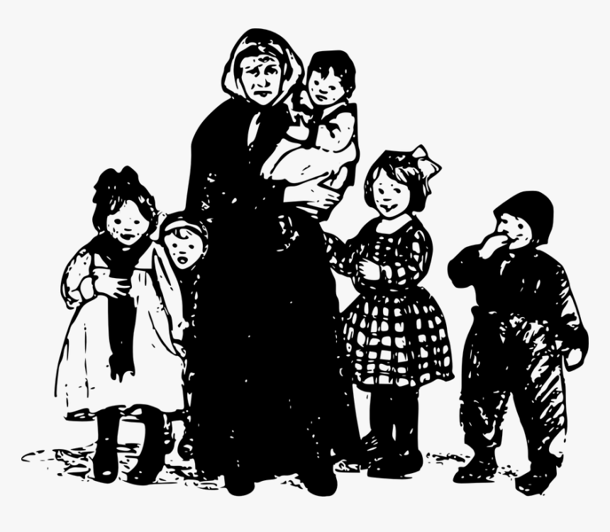 Granny, Nanny, Woman, Kids, Grandma, Grandmother - Refugee Children Clip Art, HD Png Download