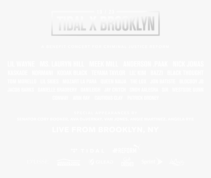 Tidal X Brooklyn 2018, HD Png Download