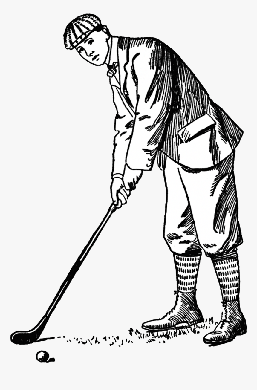 Golfer From Free Digital Vintage Stamps - Playing Golf Clipart Black And White, HD Png Download