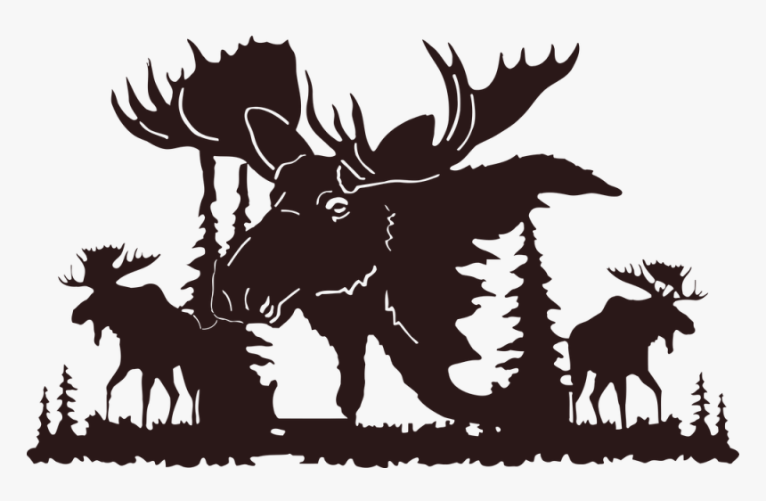 Picsonmetal Com Moose Moose Metal Wall Art- - Moose Forest Silhouette Black, HD Png Download